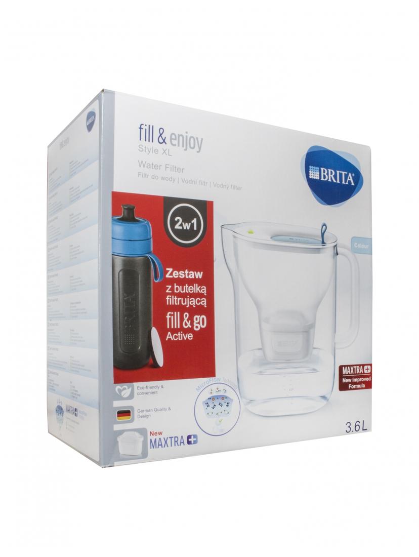 Dzbanek filtrujący Style XL (niebieski) +1 filtr MP +butelka Brita Active 0,6L (niebieska)
