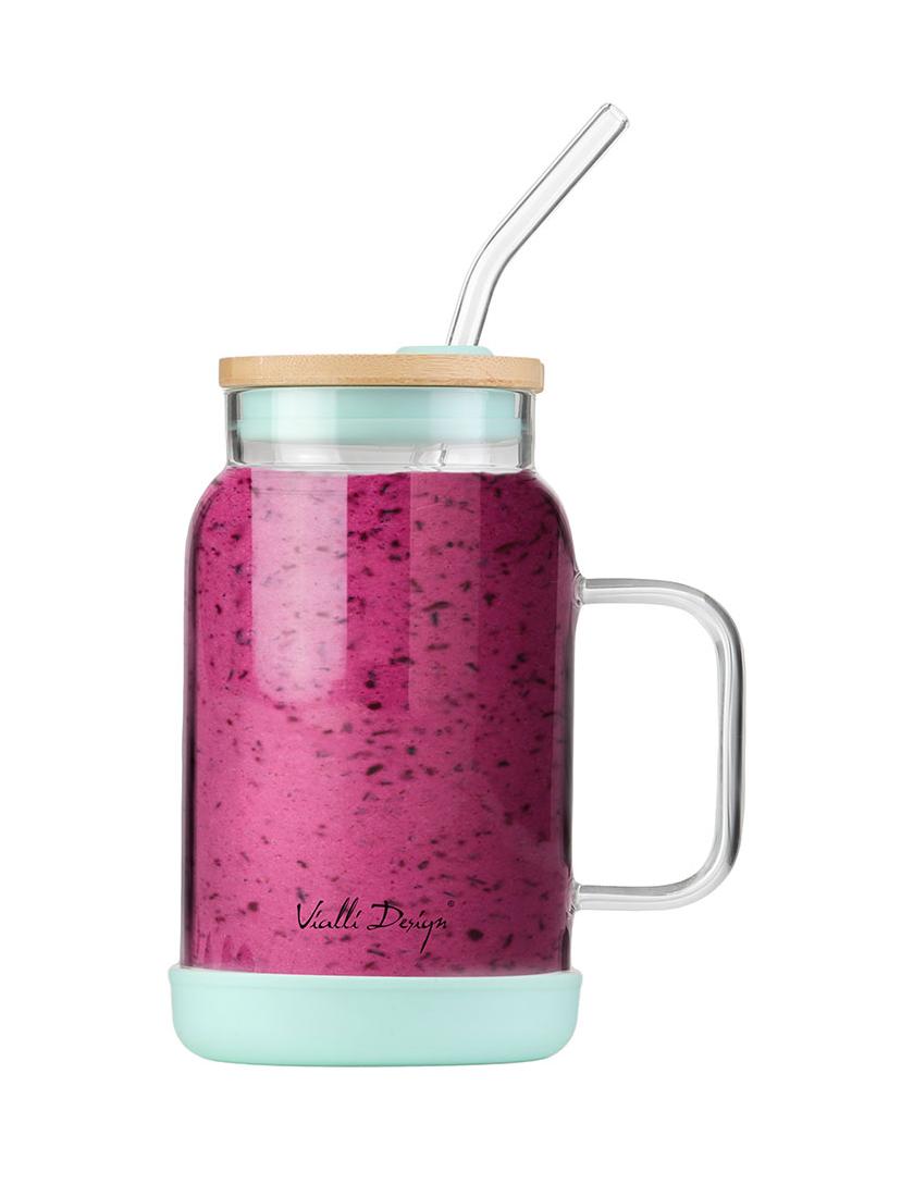 Słoik szklany ze słomką Vialli Design Fuori 600ml 29859 (miętowy)