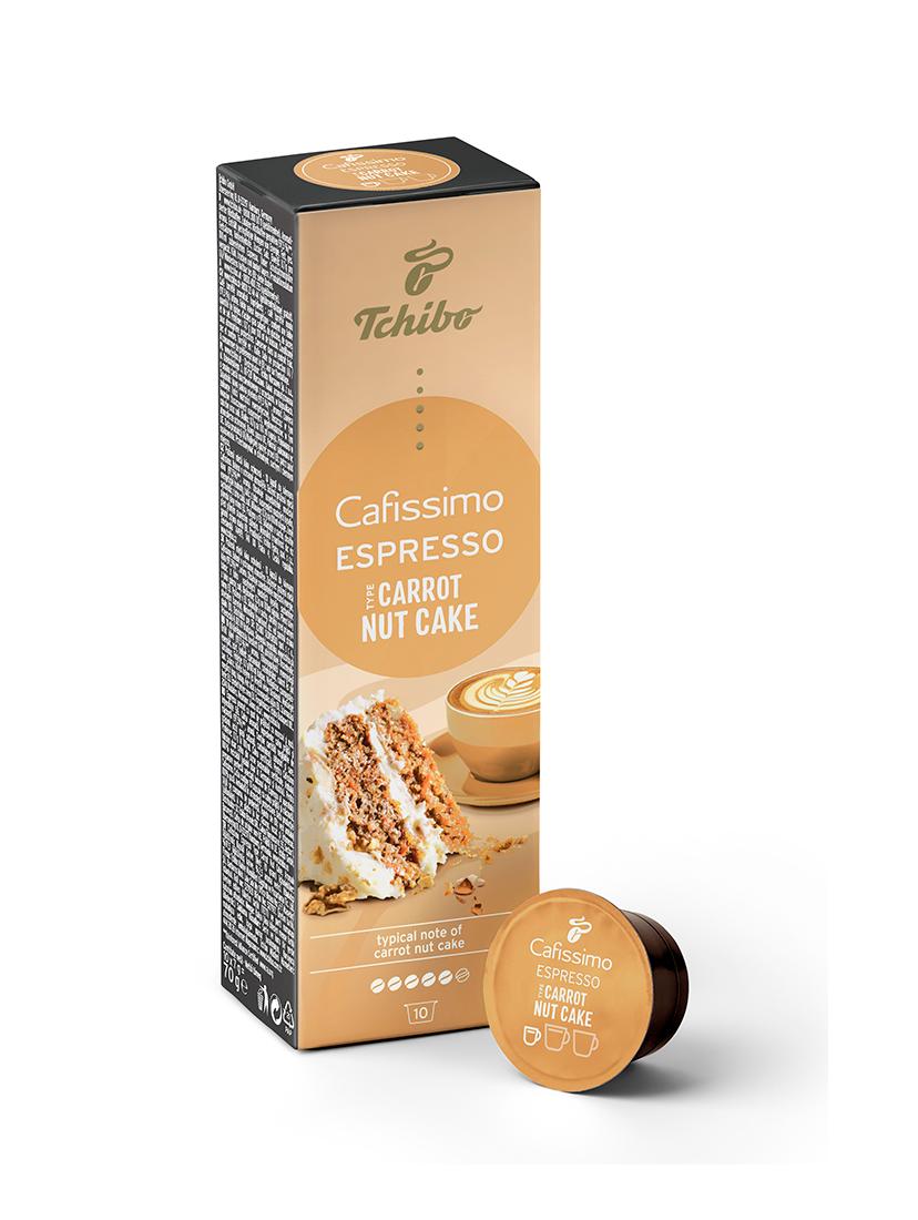 Kawa kapsułki Tchibo Cafissimo Espresso Nut Carrot Cake 8x10 kapsułek + stojak w zestawie