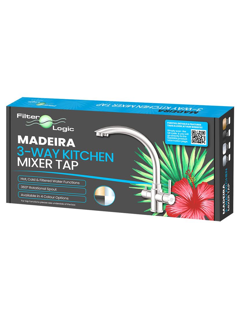 Bateria kuchenna trojdrożna kran FilterLogic Madeira (czarna / gun black)