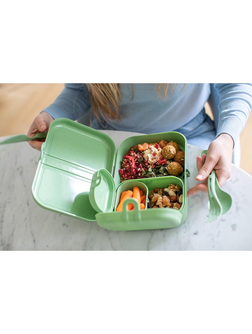 Lunchbox zestaw + sztućce Koziol PASCAL READY 7168703 (zielony)