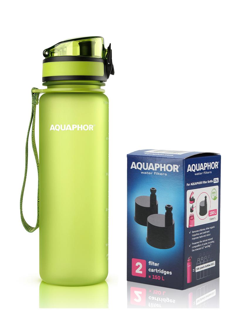 Butelka filtrująca wodę Aquaphor City 500ml (zielona) + opakowanie filtrów