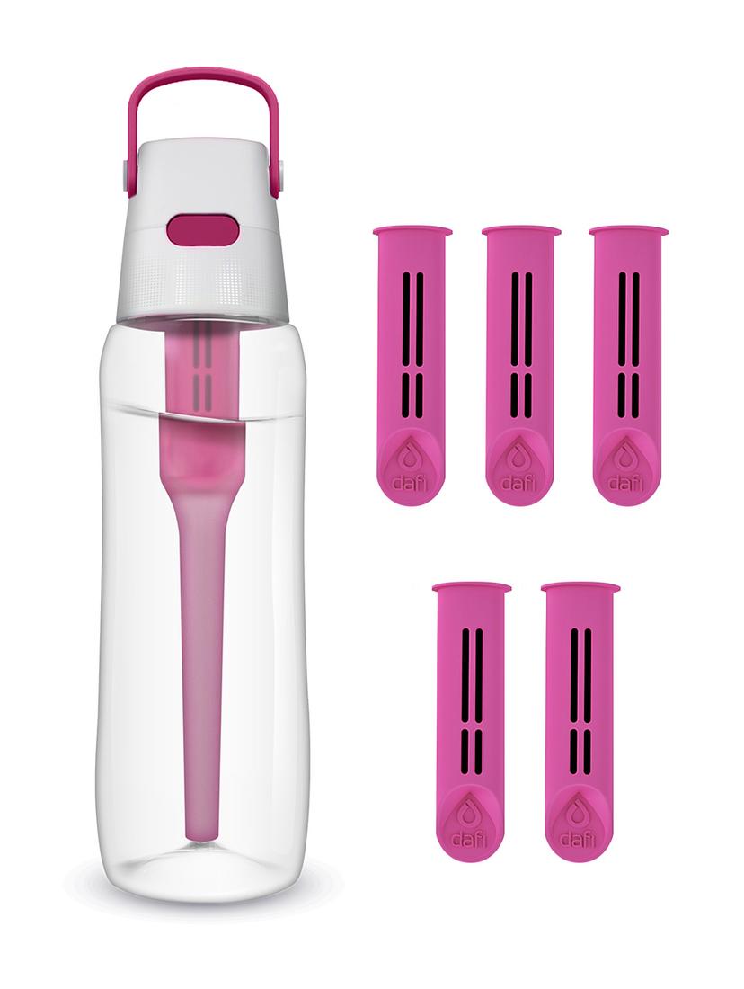Butelka filtrująca Dafi SOLID 0,7L +6 wkładów filtrujących (różowa)