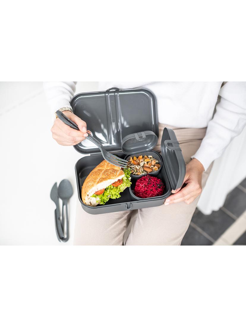 Lunchbox zestaw + sztućce Koziol PASCAL READY 7168701 (popielaty)