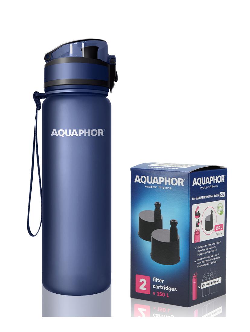 Butelka filtrująca wodę Aquaphor City 500ml (granatowa) + opakowanie filtrów