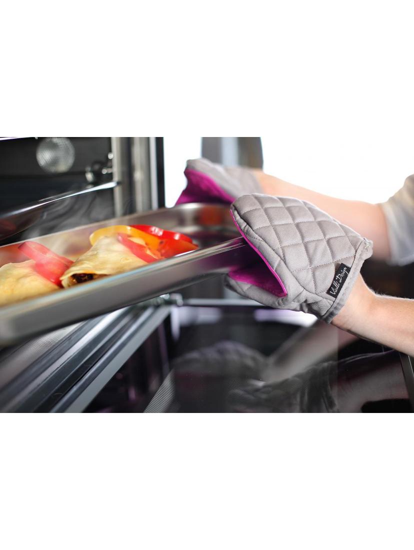 Rękawica kuchenna silikonowa bawełniana Vialli Design LIVIO 20740 (szaro-różowa) 2-pack