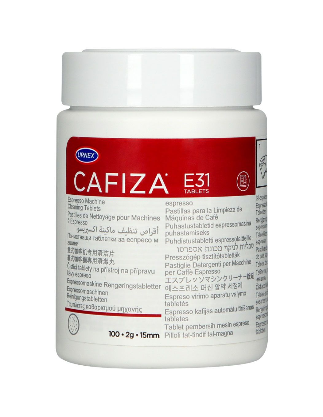 Tabletki czyszczące do ekspresu Urnex Cafiza E31 100x2g 15mm