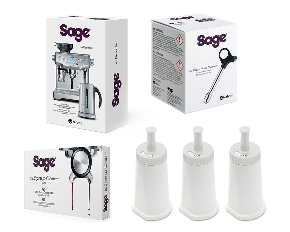 Zestaw do konserwacji ekspresu Sage (3x filtr do ekspresu BES008 + tabletki czyszczące SEC250 + odkamieniacz SES007 + środek do czyszczenia dyszy BES006)